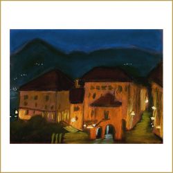 Südliche Landschaften, Orta bei Nacht, Pastell, 2006